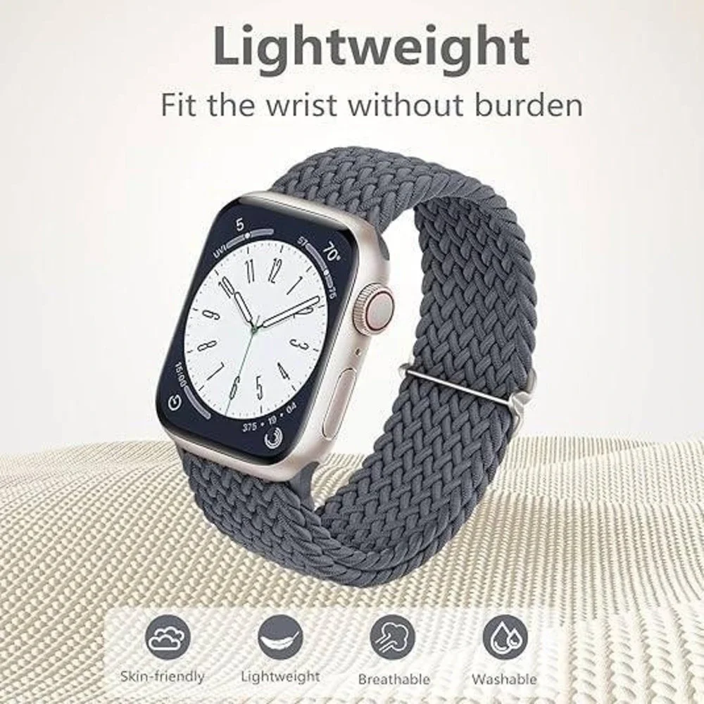 Pack of 4 DaQin Braided Solo Loop for Apple Watch 42-49mm (S3) Colors in 2nd Pic